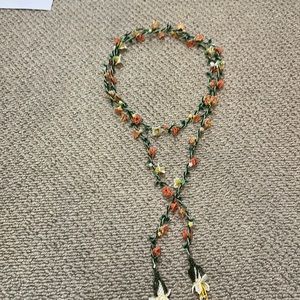 Beaded floral lariat necklace